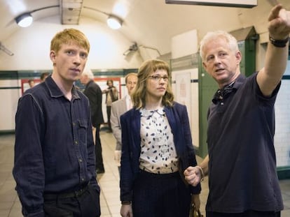 Dowhnall Gleeson, Rachel McAdams y Richard Curtis, en el rodaje.