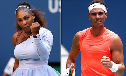 Serena Williams y Rafa Nadal en sus distintos partidos del U. S. Open el 2 de septiembre de 2018 en Nueva York.