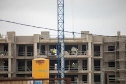 Unas obras de construcción en Madrid.