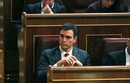 Pedro Sánchez, hoy, en el Congreso.