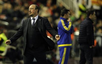 Benítez, durante el Valencia-Real Madrid celebrado en Mestalla.