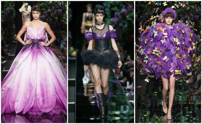 Tres de los diseños de Moschino de su colección primavera/verano 2018, presentados en la Semana de la Moda de Milán del pasado Septiembre.