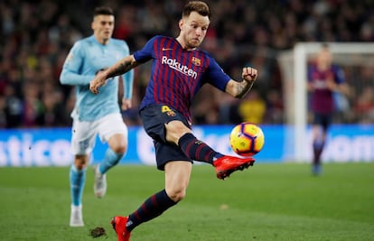 Rakitic, durante el partido entre el Barça y el Celta.