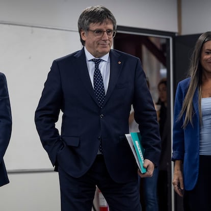 Carles Puigdemont, Jordi Turull y Miriam Nogueras