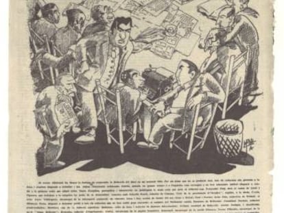 Caricatura de la redacció de 'L’Opinió', al mateix diari, del 4 de juny de 1933.