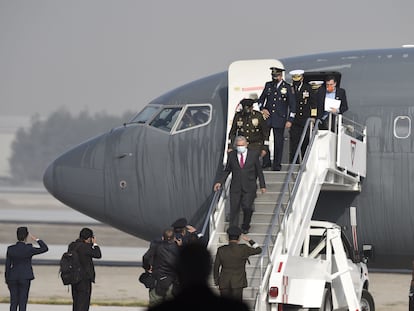 López Obrador llega a las instalaciones del futuro aeropuerto Felipe Ángeles, este miércoles.