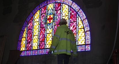 Vidriera original de Rubió i Bellvé que construyó para el Auditori hace casi un siglo.