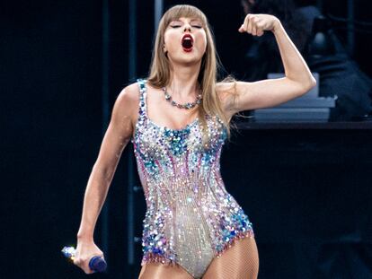 Taylor Swift, en su concierto en el Santiago Bernabéu, este miércoles.