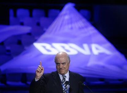 Francisco González, presidente del BBVA, durante la presentación del plan de innovación.