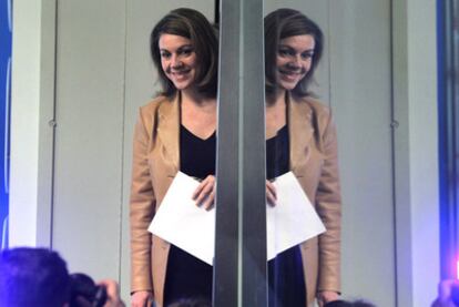 María Dolores de Cospedal, durante una conferencia de prensa en la sede nacional del PP en Madrid.