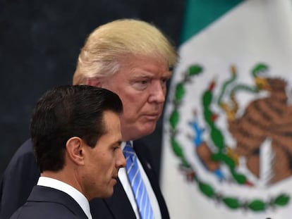 Peña Nieto e Trump durante a conferência de imprensa.