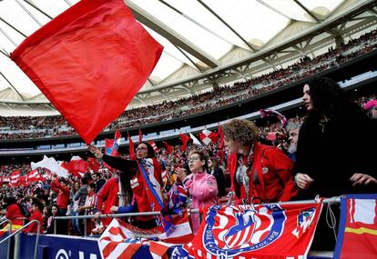 Aspecto de las gradas del partido disputado entre Atlético y Barcelona, en su liga feminina, el pasado 17 de marzo en el estadio Wanda Metropolitano.