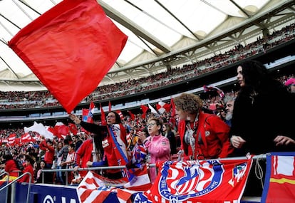 Aspecto de las gradas del partido disputado entre Atlético y Barcelona, en su liga feminina, el pasado 17 de marzo en el estadio Wanda Metropolitano.