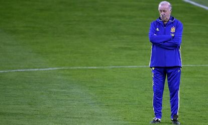 Del Bosque, en un entrenamiento en Las Rozas.