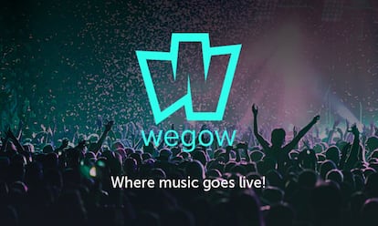 Logotipo y lema de la empresa de venta de entradas para conciertos Wegow.