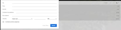 Crear desde un correo un filtro en Gmail