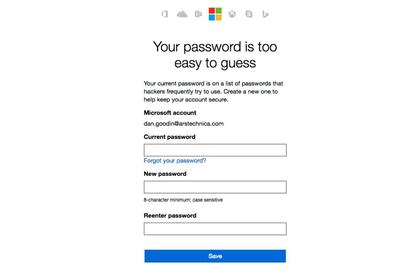 Microsoft sugerirá al usuario que cambie su contraseña si es muy fácil de adivinar.