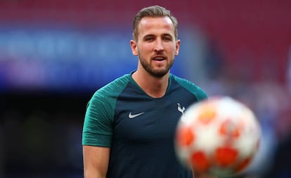 Harry Kane, durante el entrenamiento previo a la final de la Champions.