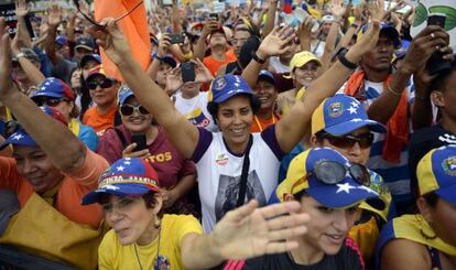 Simpatizantes de Capriles, este s&aacute;bado en Caracas. 