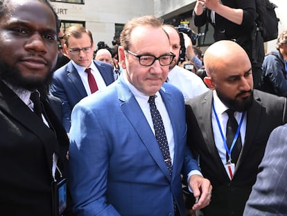 Kevin Spacey, a su llegada este jueves al Tribunal de Magistrados de Westminster, en Londres