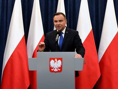 Andrzej Duda, presidente de Polonia, en conferencia de prensa. 