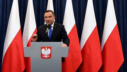 Andrzej Duda, presidente de Polonia, en conferencia de prensa. 