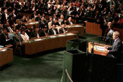 Bush, durante su discurso ante la Asamblea General de la ONU.