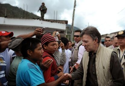 Santos, a su llegada a Torib&iacute;o.