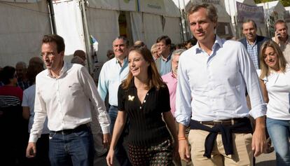 La vicesecretaria de Estudios y Programas del PP, Andrea Levy, junto a Antonio González Terol, este sábado en Leganés.