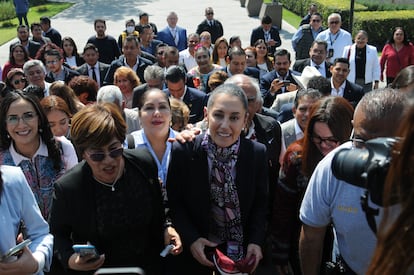 Claudia Sheinbaum, jefa de Gobierno de Ciudad de México, a su llegada la plenaria de Morena.