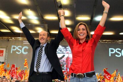 Rubalcaba y Chacón, en la campaña de las elecciones generales, el pasado 17 de noviembre en Barcelona.