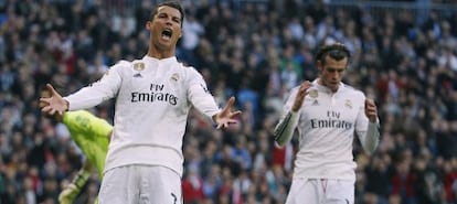 Cristiano grita tras la ocasión de Bale.