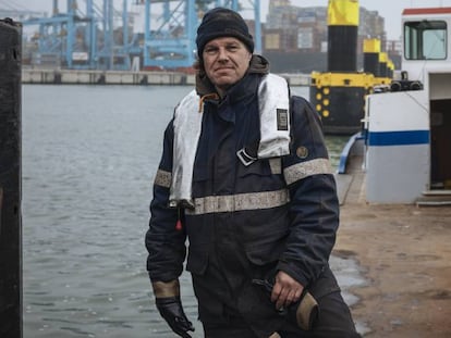 Arnold Seitzringe, de 48 años, en el puerto de Rotterdam.