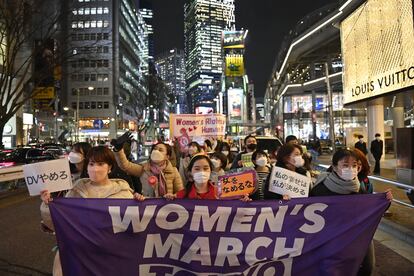 Manifestación en Tokio en el Día de la Mujer, el 8 de marzo.