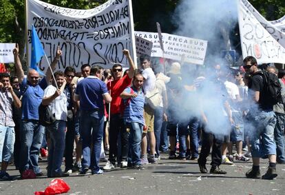 Protestas y gritos durante la marcha.