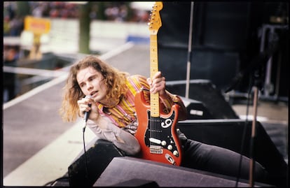 Billy Corgan en el escenario del Rock Torhout Festival en Bélgica en 1992.