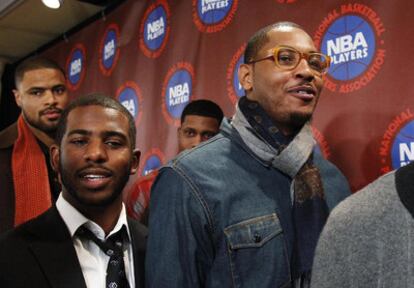 Carmelo Anthony y Chris Paul, durante la comparecencia de ayer.