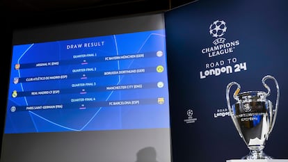 Resultado del sorteo de cuartos de final de la UEFA Champions League, este viernes.