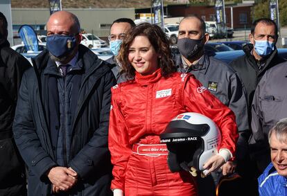 Isabel Díaz Ayuso, el pasado martes, en el circuito del Jarama, que ahora se llamará Circuito de Madrid Jarama-RACE.