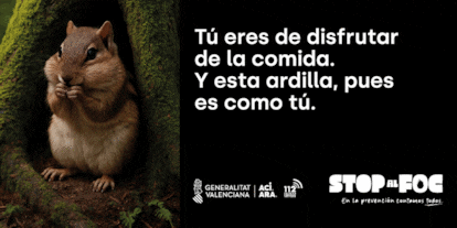 Cartel de la campaña Stop al Foc, de la consejería de Medio Ambiente.