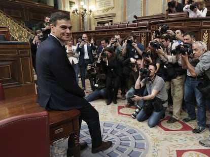 Pedro Sánchez, tras la votación de la moción de censura.