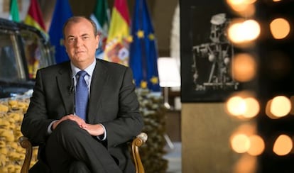 El presidente de Extremadura, durante su discurso de A&ntilde;o Nuevo.