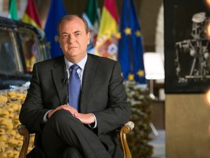 El presidente de Extremadura, durante su discurso de Año Nuevo.