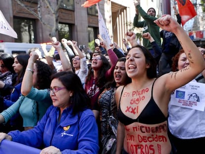 Manifestação feminista no Chile.