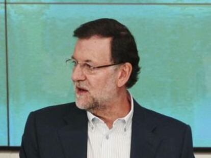 El presidente del Gobierno, Mariano Rajoy, ayer en la reunión del PP.