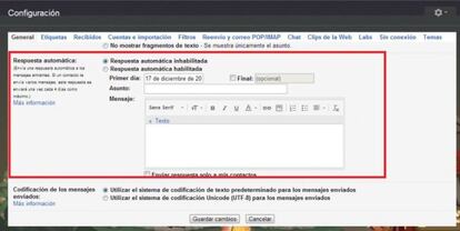 En Ajustes > General puedes encontrar la configuración para responder de forma automática cuando te vas de vacaciones o, simplemente, ya no estás en horario de trabajo.