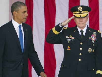 Obama e o chefe do Estado-Maior Conjunto, Martin Dempsey.