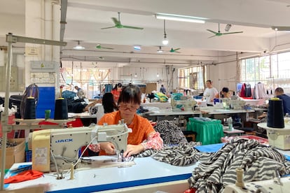 A worker at a textile factory in Panyu, an area known for its numerous manufacturing companies in Guangzhou, Guangdong Province, southern China, on April 17.