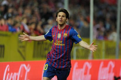 Messi celebra el segundo gol ante el Sevilla