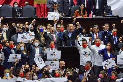 Participación del coordinador priista, Rubén Moreira, durante la discusión del Presupuesto de Egresos 2022 en la Cámara de Diputados.